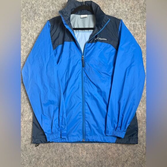 Columbia Windbreaker Jacket Men's Small Blue Black 100% Nylon Hooded Full Zip - Picture 4 of 5